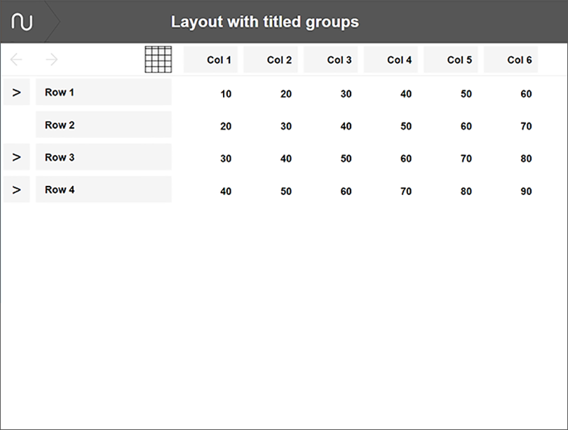 Numerable layout with titled groups