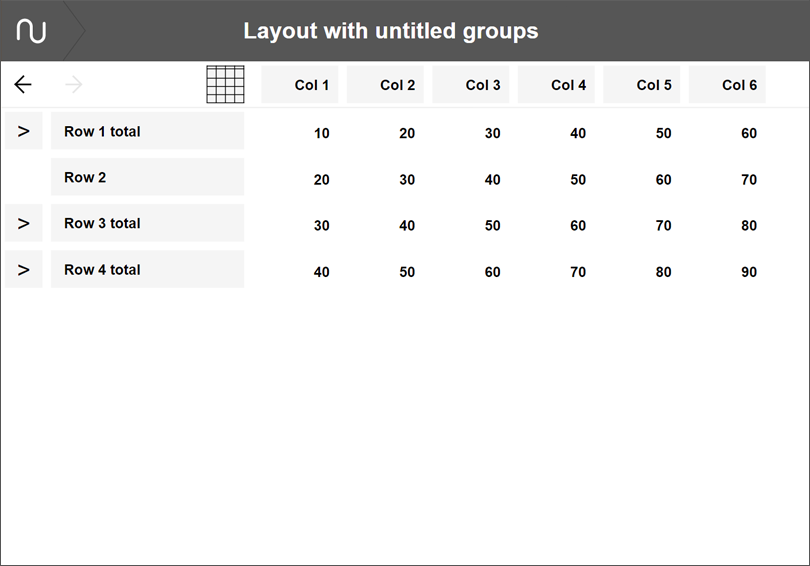 Numerable layout with untitled groupsa