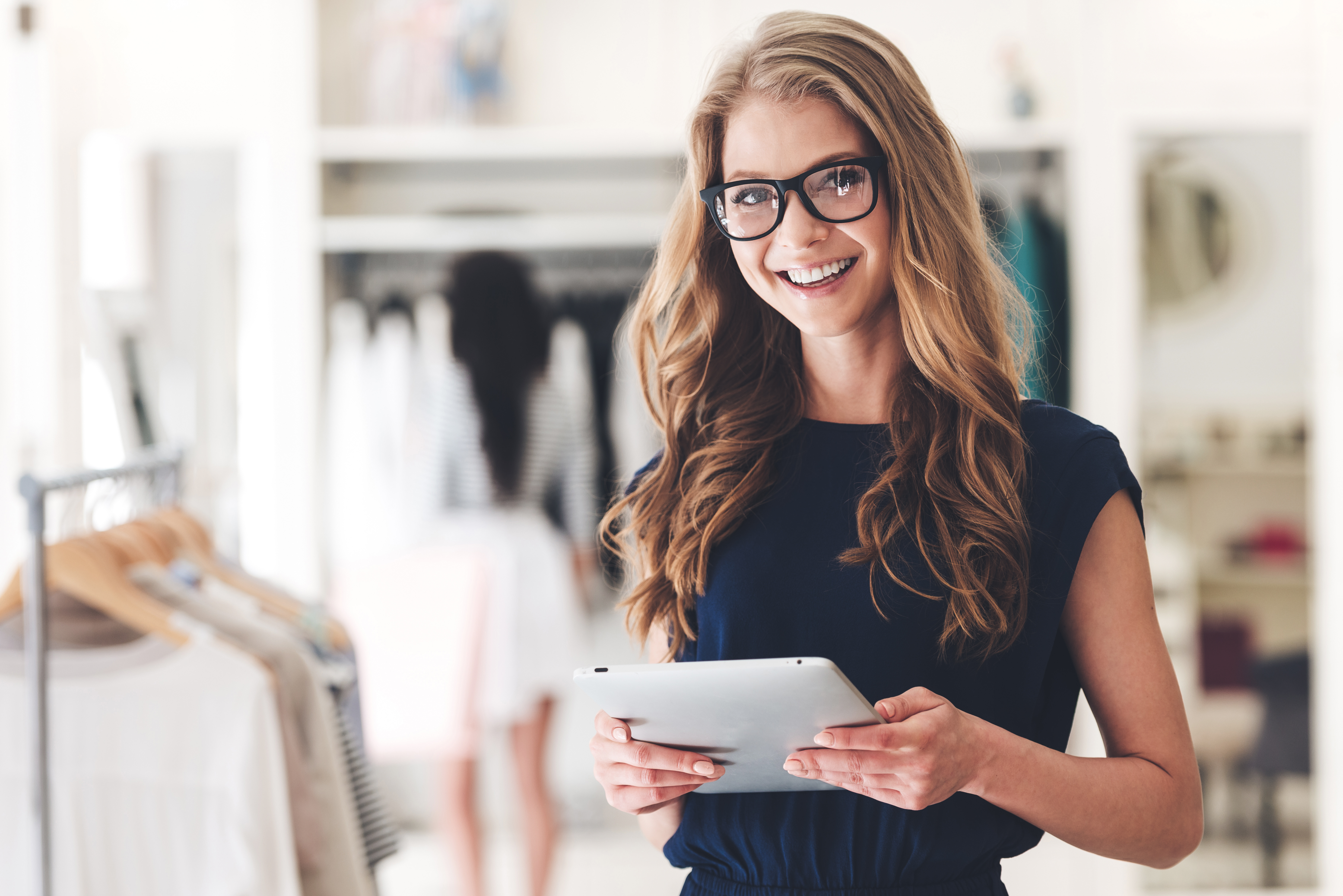 Modern businesswoman. businesswoman holding iPad